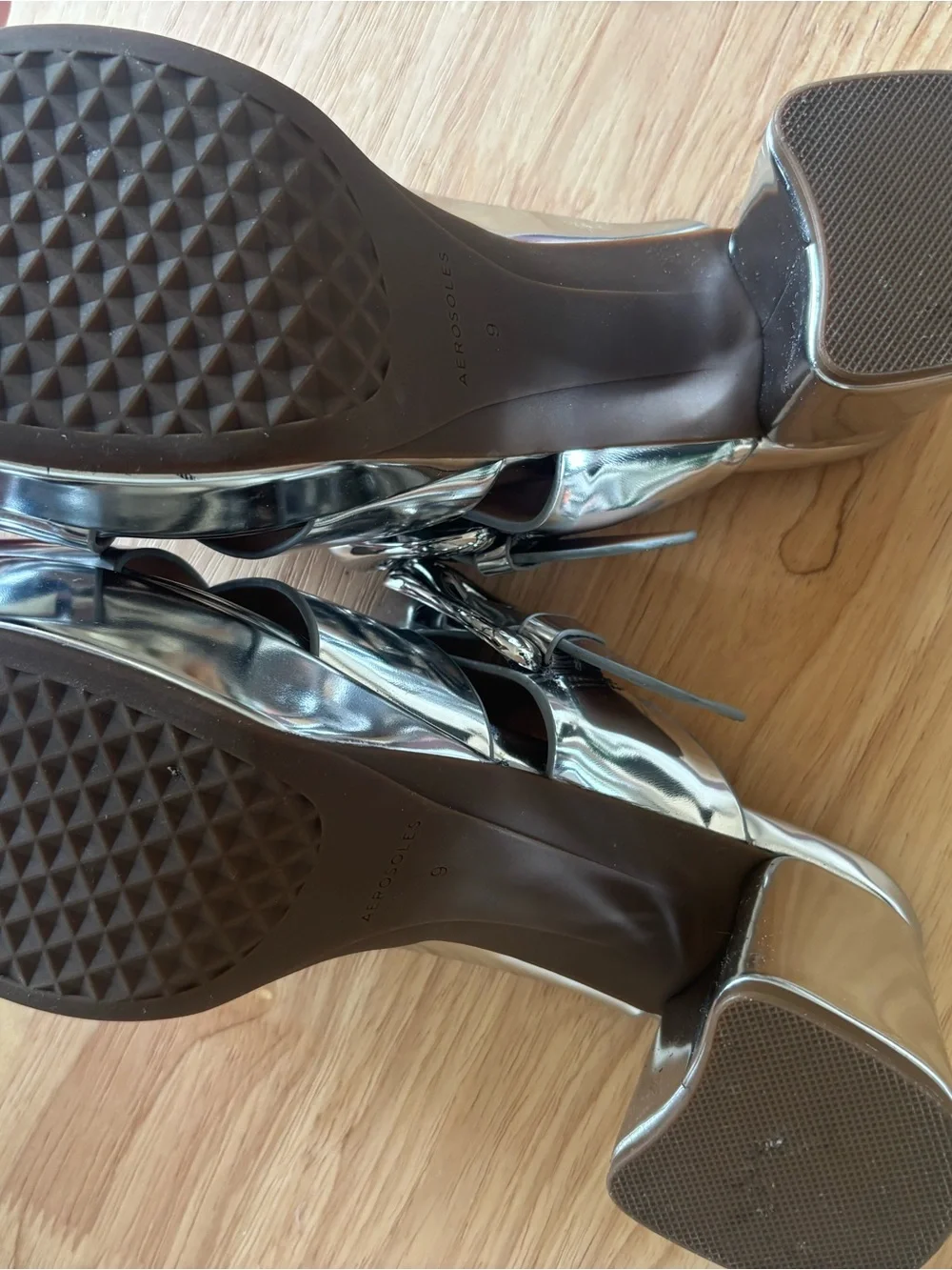 AEROSOLES Silver Metallic Platform Slide with Buckle
